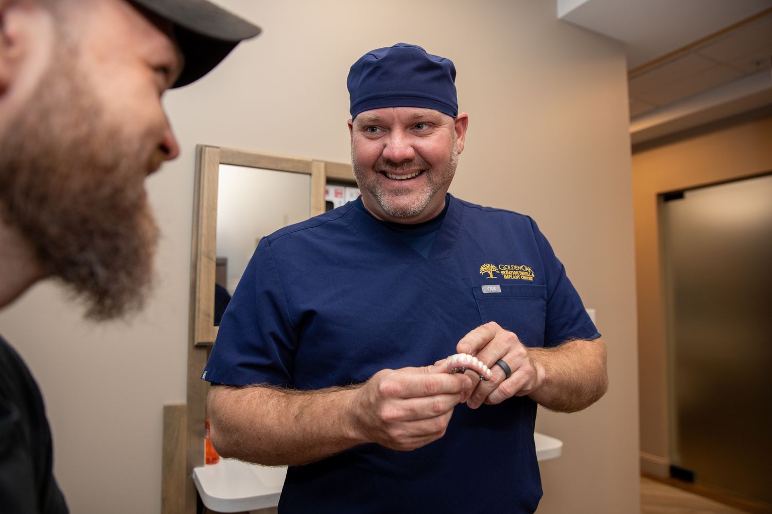 Dr Shanks with a prosthesis