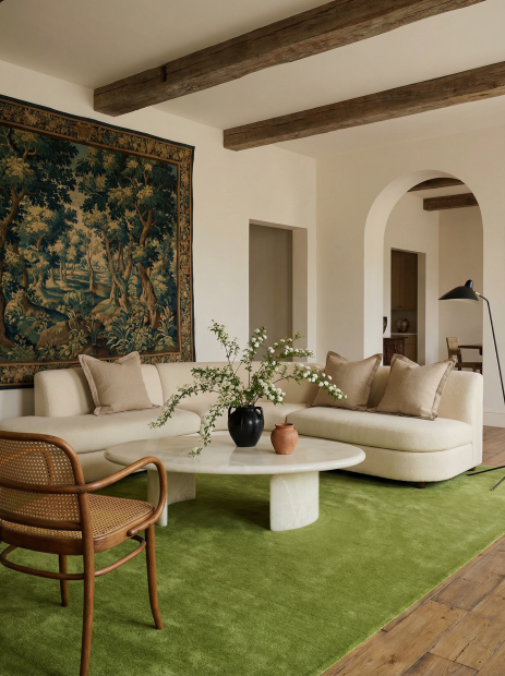 Grass Green Solid Rug Living Room Interior