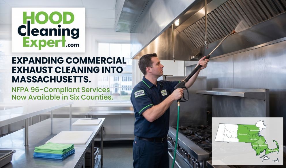 Hood Cleaning Expert Now Serving 6 Counties In MA
